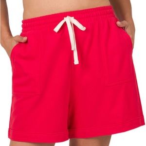 Red Drawstring French Terry Shorts